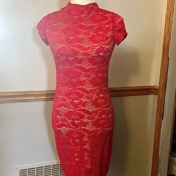 Joe And Elle Red Lace Cocktail Dress 